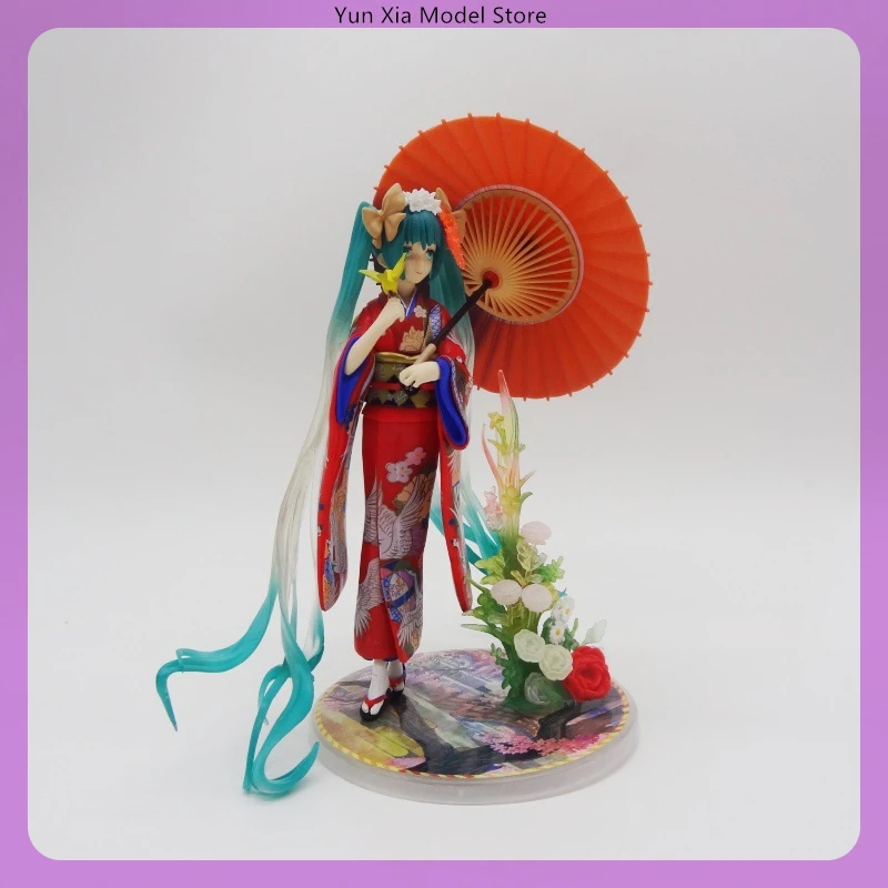 

23cm Hatsune Miku In Kimono With Umbrella Beautiful Girl Figure Model Statue Boy Collection Desktop Decoration Ornament Toy Gift