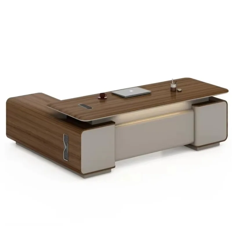 Luxurious boss Office Desk with Injection Molding Technology Factory Direct Sale School and Hotel Office Desks