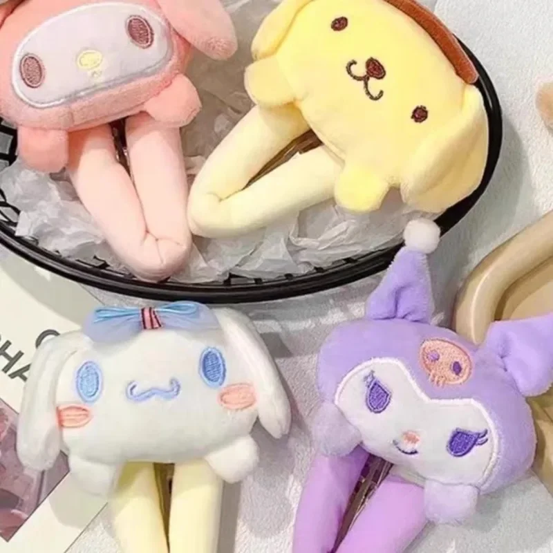 Kuromi أنيمي Kawaii سانريو دمية جميلة دبابيس الشعر لطيف الكرتون PomPomPurin أغطية الرأس تزيين مُثبت هدايا للفتيات اللعب