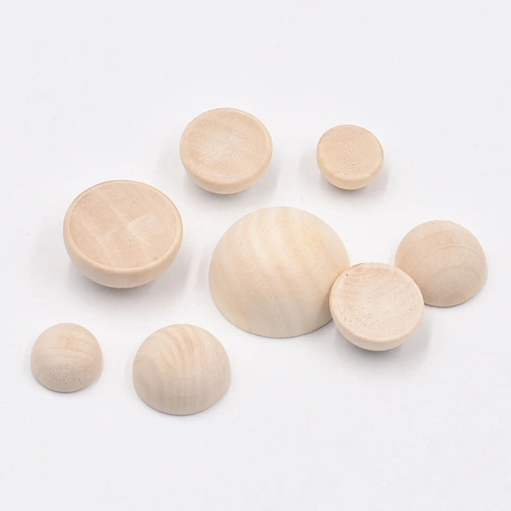 

40pcs Diy Wooden Hemisphere Unfinished Half Craft Balls Graffiti Mini Hemisphere Carving Home Decorations Safe Durable For