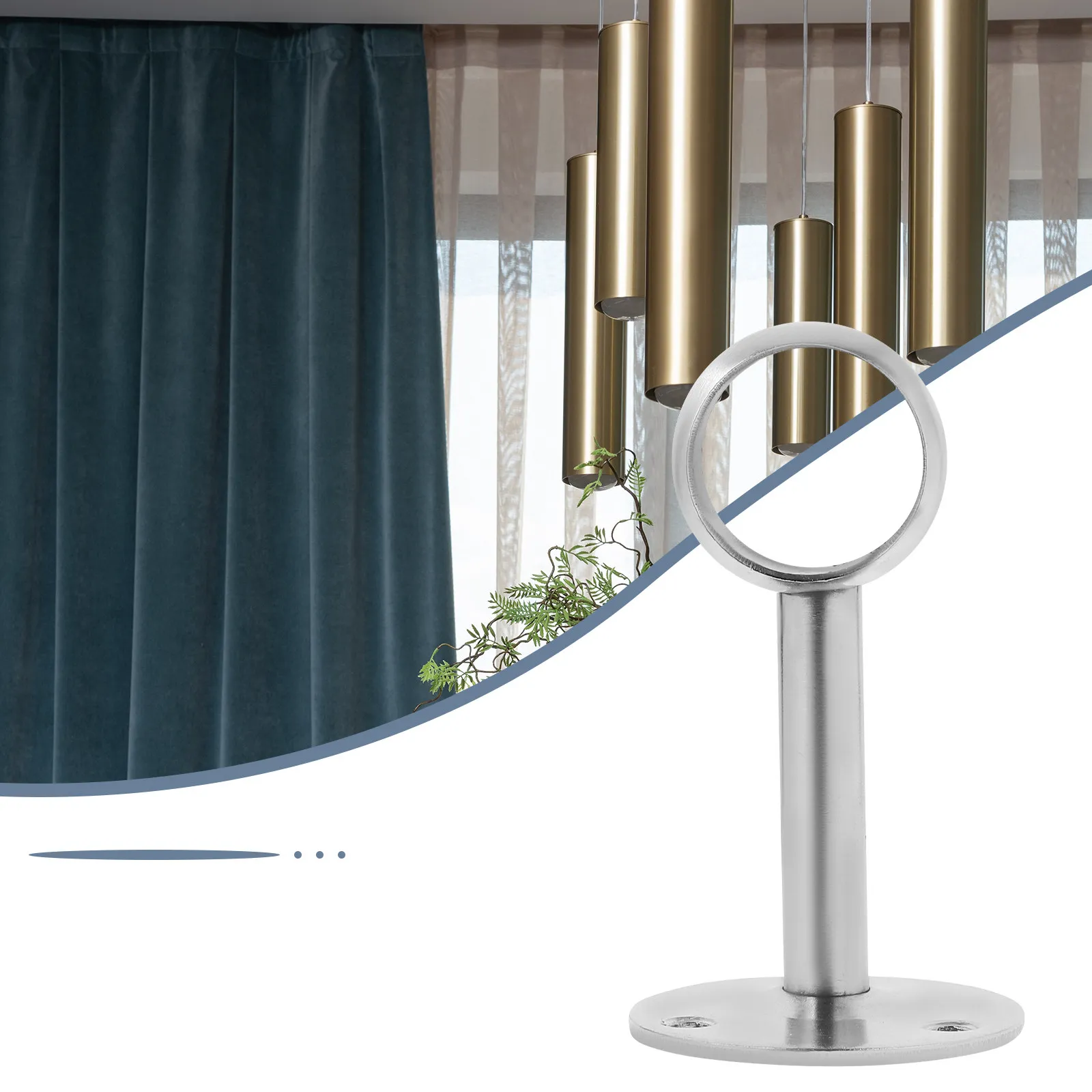 2Pcs Stainless Steel Shower Curtain Rod Holder Heavy Duty Wardrobe Pole Support for 25Mm Round Rods Bathroom Kitchen Closet view 2