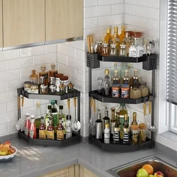 Punch-Free Multi-Layer Stainless Steel Spice Rack - Corner Triangle Shelf for Kitchen Storage