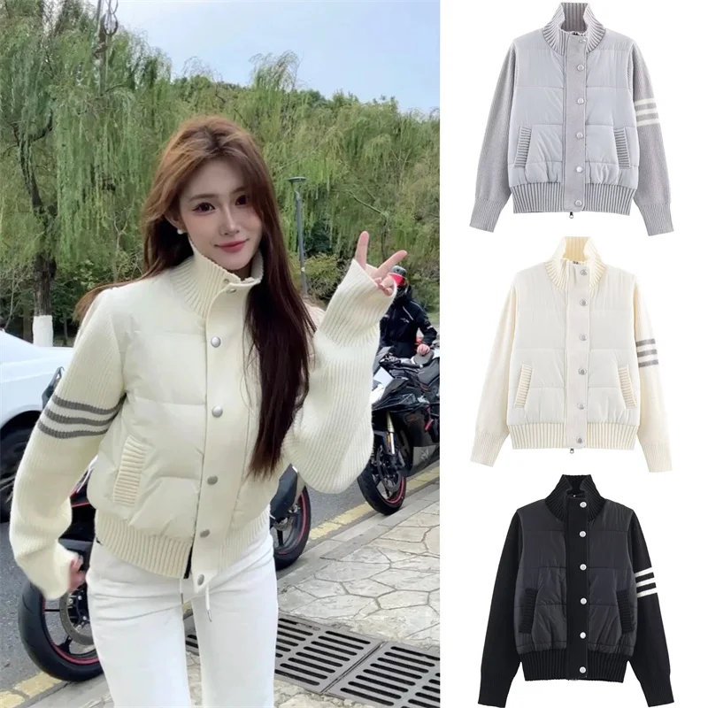 

Women's Jacket 2025 Autumn New Style Solid Color Long Sleeve Knitted Patchwork Simple Jacket Casual Fashion Versatile