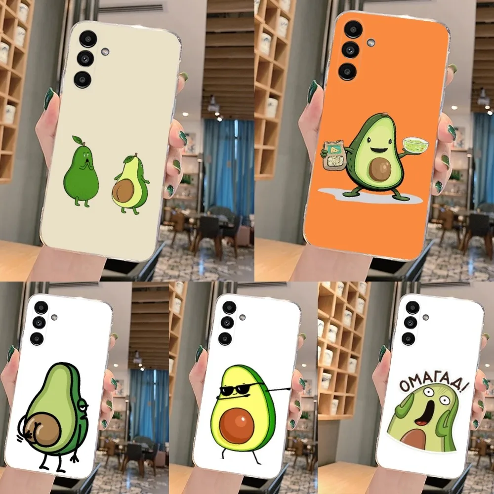 Cute Cartoon Fruit Avocado Phone Case For Samsung Galaxy A71,70,52,51,40,31,A50,30S,21S,Note20ultra Transparent Cover