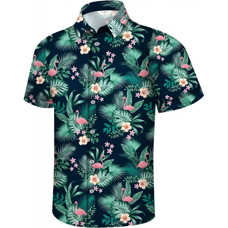 

Hawaiian Shirt for Men with Tropical Print Button Down Short Sleeve Design for Summer Beach and Vacation