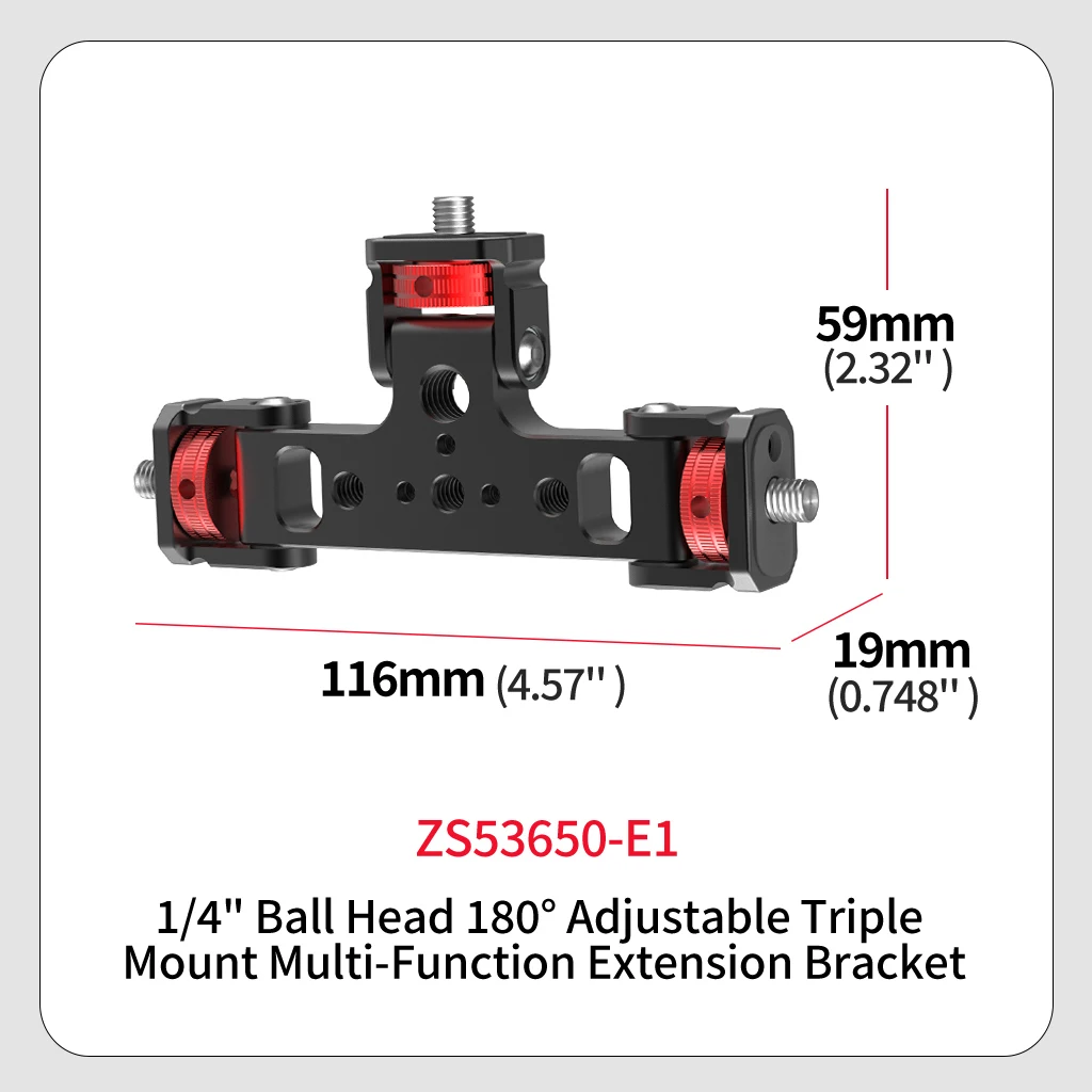 Dreifach-Montageadapter aus Aluminiumlegierung mit 1/4 3/8 ARRI-Gewinde 180 ° -360 ° Neigbarer Halter für Kamera, Handy, Stativ, Kugelköpfe und Mikrofon – Detail 13