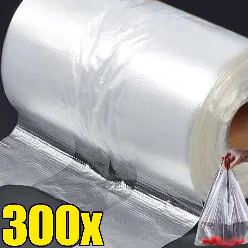 300/100x أكياس بلاستيكية شفافة لحفظ الطعام الطازج 3 أحجام من حقيبة حفظ الطعام المفرغة أكياس تخزين المواد الغذائية مع مقبض كيس البقالة