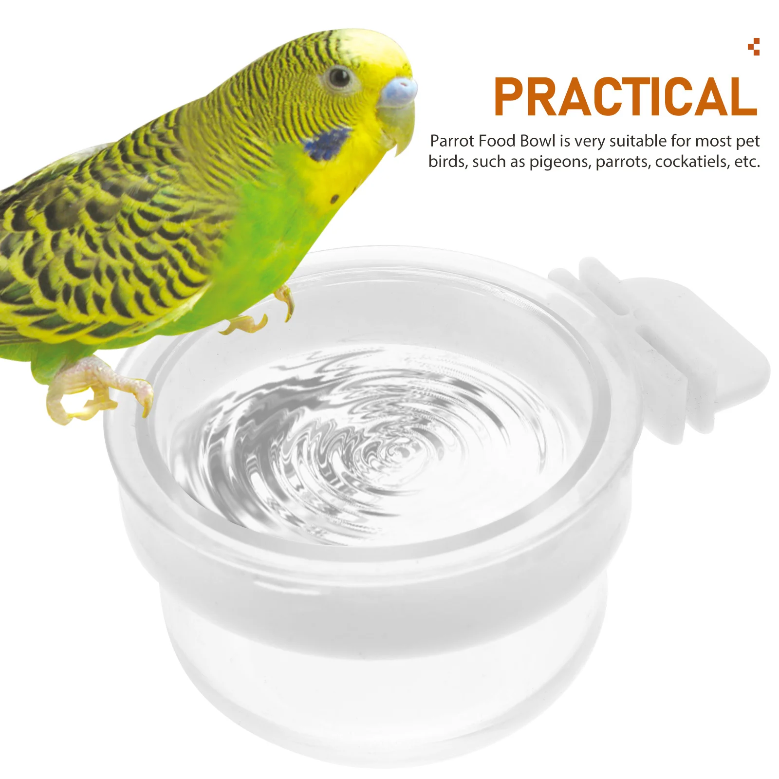 

Durable Parrot Food Water Feeding Cup Reusable Bird Cage Accessory Easy Clean Pet Supplies Cockatiels Feeder Hanging Bowl For