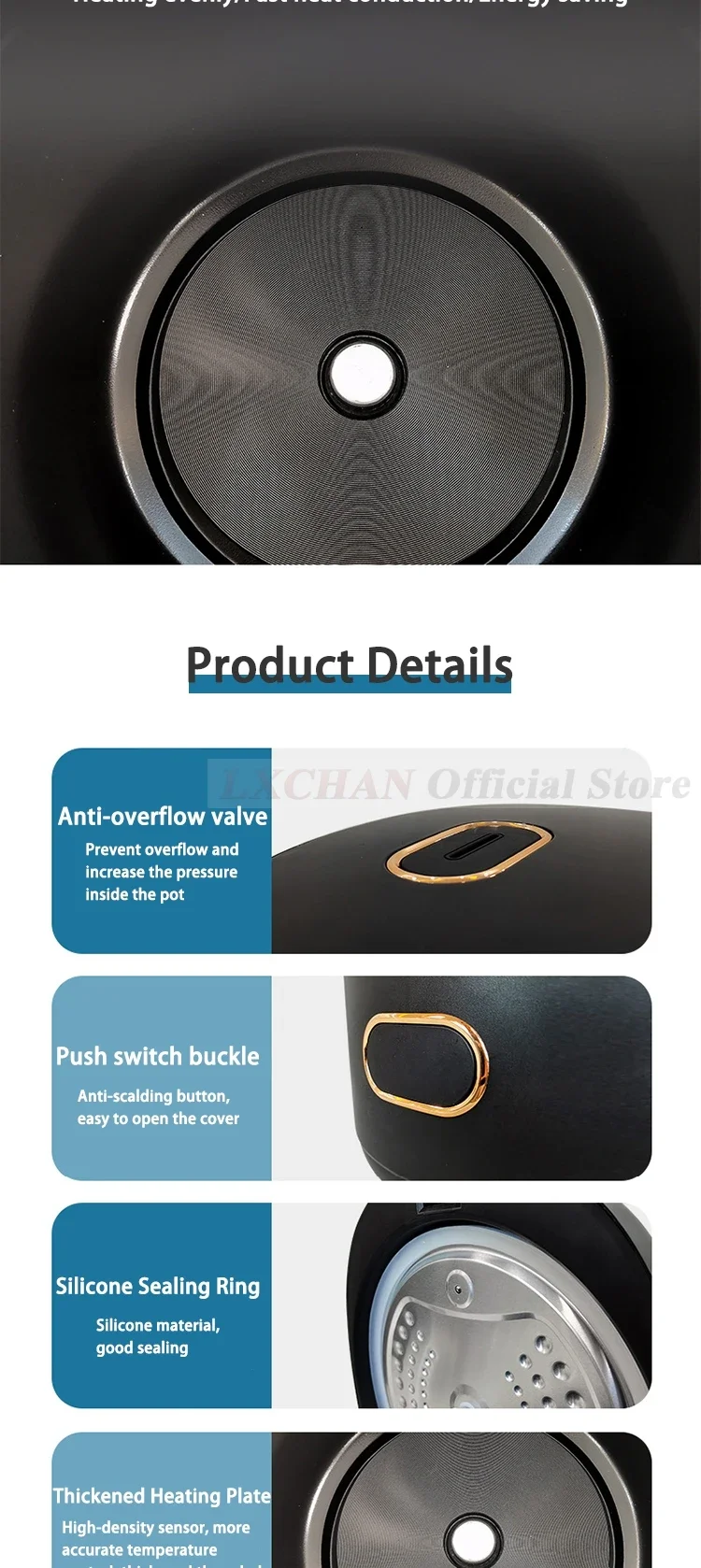 HomeWise 5L بوبا وعاء كهربائي متعدد الأغراض التلقائي اللؤلؤ غير عصا وعاء ذكي التحكم في درجة الحرارة فقاعة التابيوكا طباخ