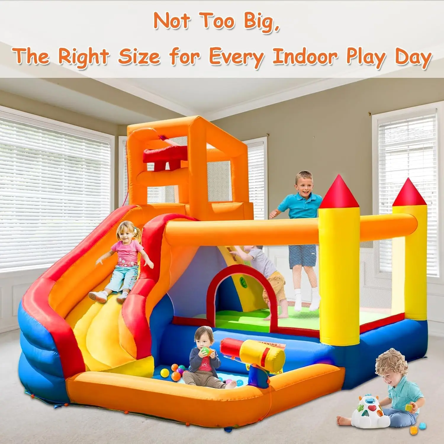 HuaKastro Inflatable Water Slide Bounce House for Kids with Pool, 5-in-1 Indoor/Outdoor Blow Up Play Center for Climbing, Slidin view 2