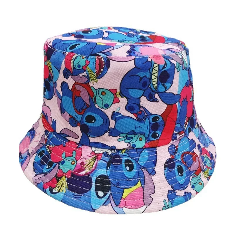 Disney Mickey Stitch Fisherman Hat Fashion Men Women Bucket Cap Cartoon Outdoor Windproof Sunshade Cap Casual Panama Hats