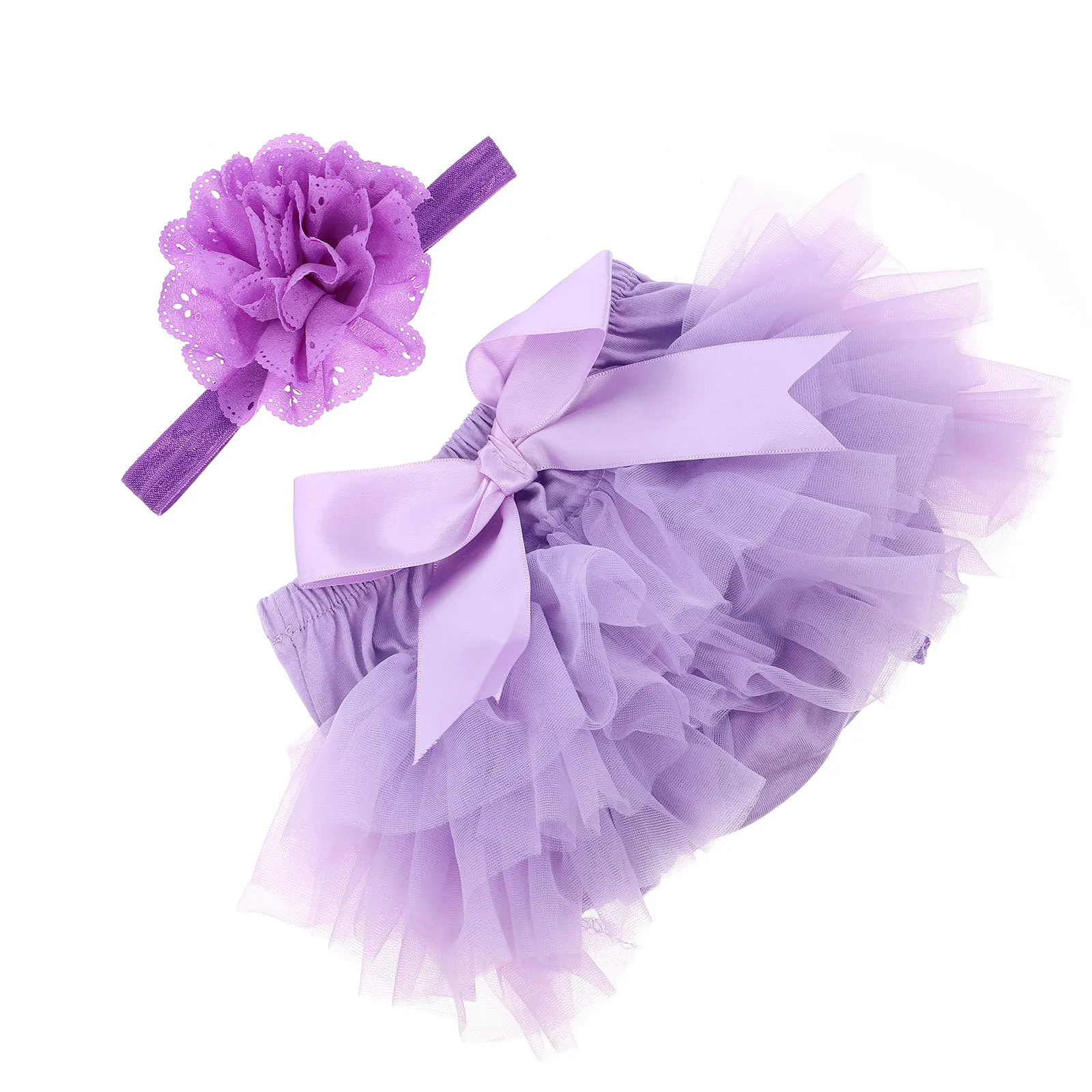 1 Buah Rok Tutu Bayi Perempuan Ungu Ukuran S Ikat Pinggang Satin Lapisan Lembut Pelindung Kulit Aksesori Fotografi Ulang Tahun