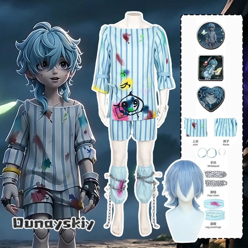 Eggy Party Asylum Painter Wu Ran Cosplay Hospital Gowns Costumes Unisex Outfit With Socks Accessory Halloween Carnival Dress Up