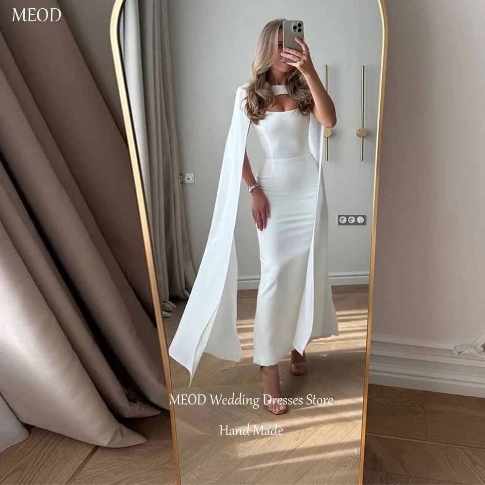 MEOD Satin Elegant Wedding Dresses Bride Strapless Fashion Vestidos De Novia Ribbons Ankle Length Vintage Dress Customized