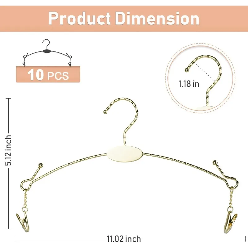 

Exttlliy Metal Underwear Bra Rack Durable Fashion Children Clothes Hanger Hook Lingerie Shop Display Hanger with Clips Rose Gold