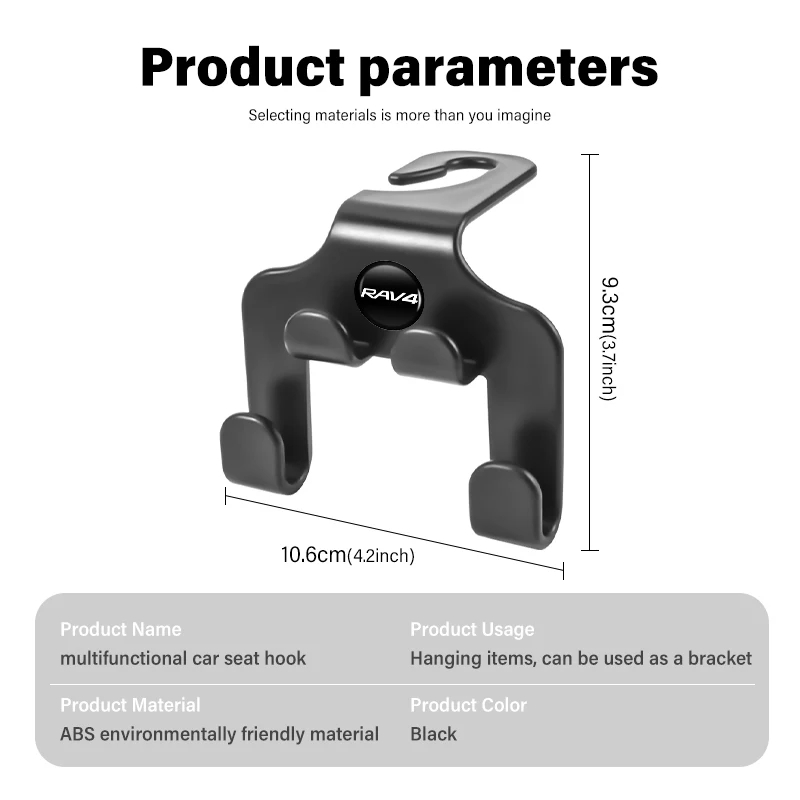 Double Head Hook Car Rear Seat Hanging Storage Holder Organizer For Toyota RAV4 20 30 XA30 2005 2006 2007 2008 2009 2010 2011