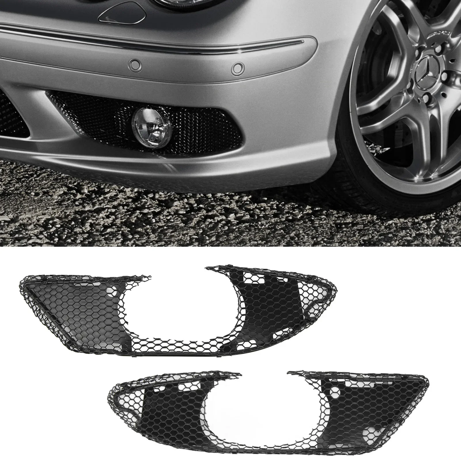 

Автомобильный противотуманный фонарь, чехол для решетки для Mercedes-B99 C-Class W203 C230 C240 C32 AMG, передний бампер, противотуманная фара, рамка