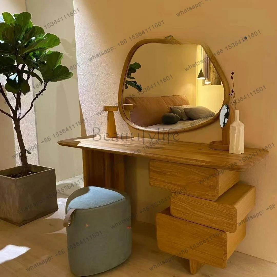 

Medieval solid wood dresser chest integrated French creative Nordic log style bedroom makeup table