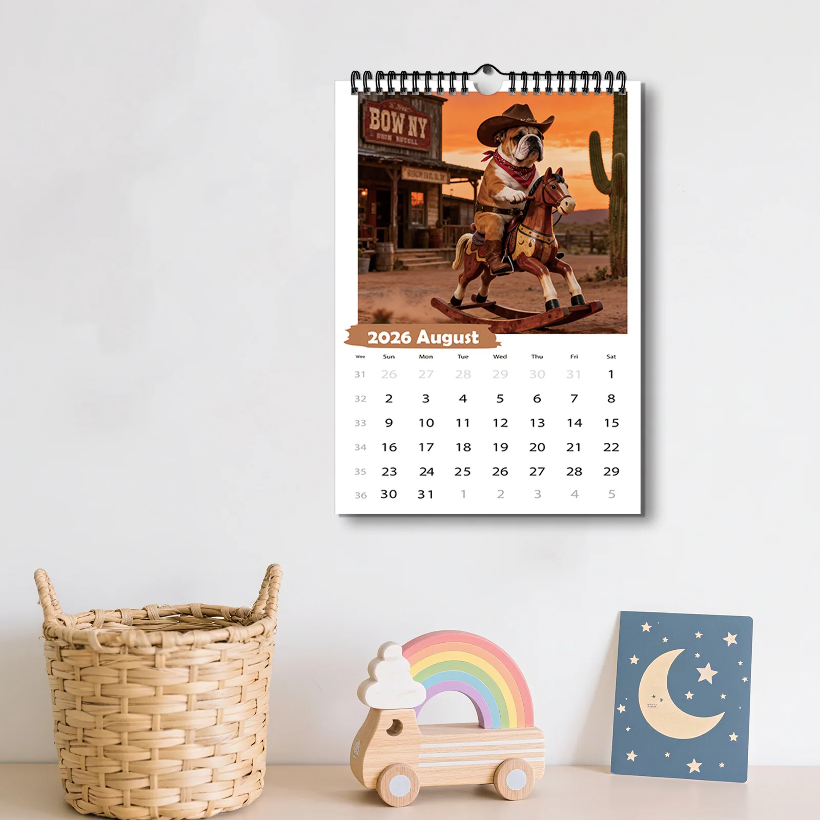 1PC 2026 탐정 스타일 불독 달력, 장식용으로 적합하며 복고풍 스타일 애호가에게 이상적이며 창의적인 선물이 됩니다.