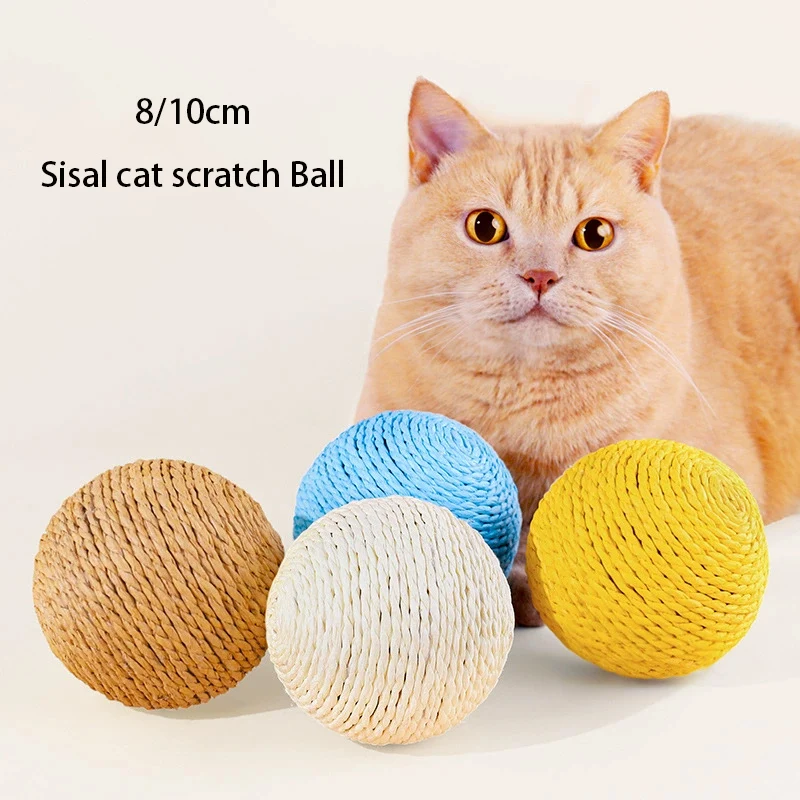 8-10CM Interaktiver Sisal-Katzenkratzball für Kätzchen zur Zahnreinigung, Anti-Biss-Katzenball, klingendes Spielzeug, Haustierbedarf