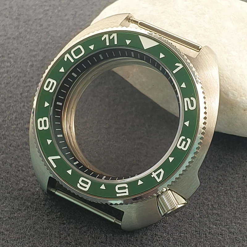 44mm 6105 Turtle Watch Case Sapphire Glass Fit Turtle 6105 6309 For 7S26 4R NH35 NH36 Movement Transparent Back Cover Watch Case