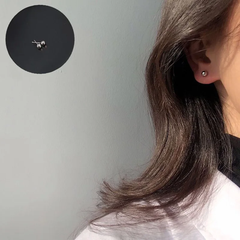 Orecchini a bottone con sfera piccola in argento sterling puro da 2-6 mm per le donne Ragazze Rook Helix Tragus Standard Lobe Daith Regalo di gioielli penetranti
