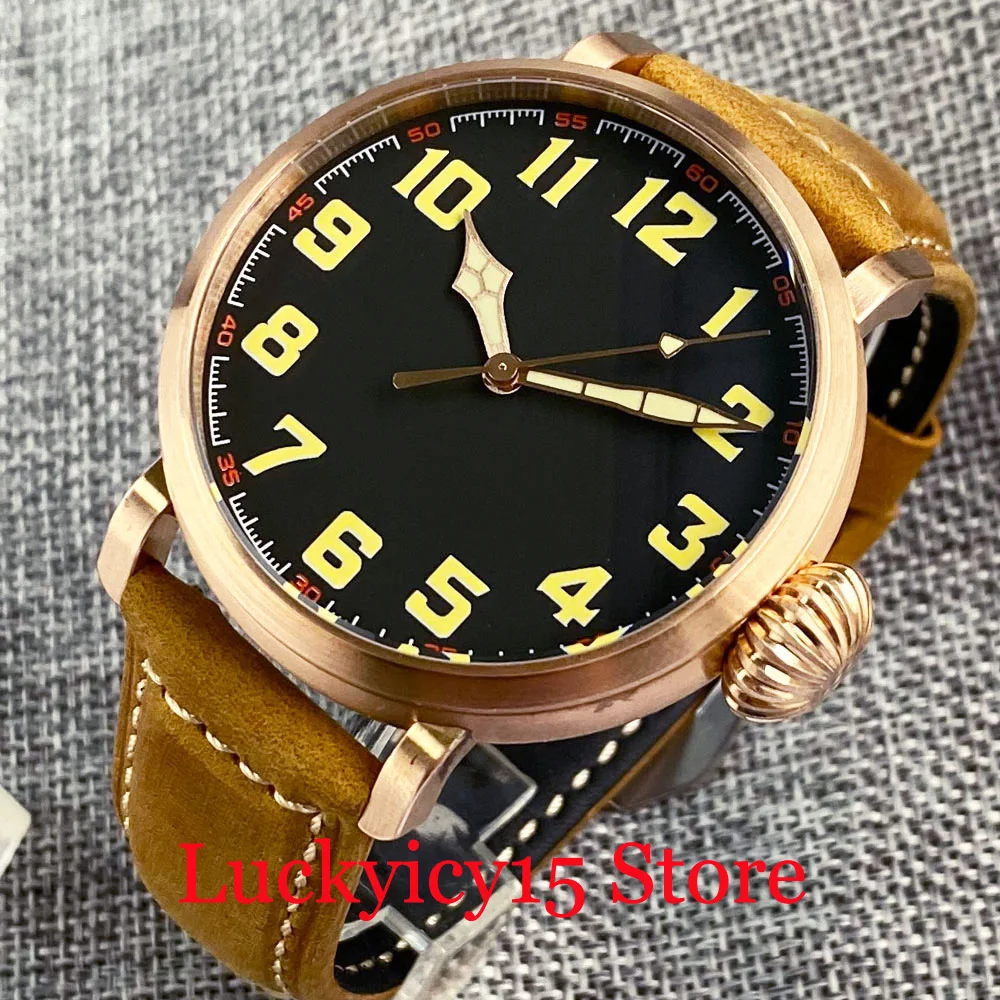 

Tandorio 46.5MM CUSN8 Solid Bronze Case 200m Waterproof NH35A PT5000 Movement Watch SelfWinding Men Leather Strap Luminous