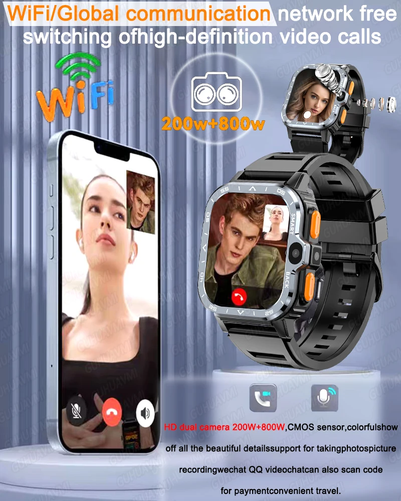 2024 For HUAWEI Android Smart Watch Men GPS 16G/64G ROM Storage HD Dual Camera NFC 2G 4G SIM WIFI Wireless Fast Internet Access