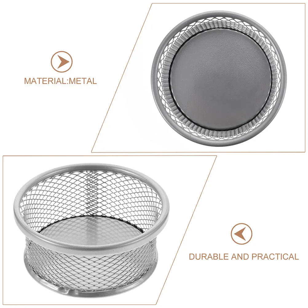 Metal Office Pen Holder Silver Desk ganizer Large Capacity Paper Clip Storage Supplies Safe Study Container