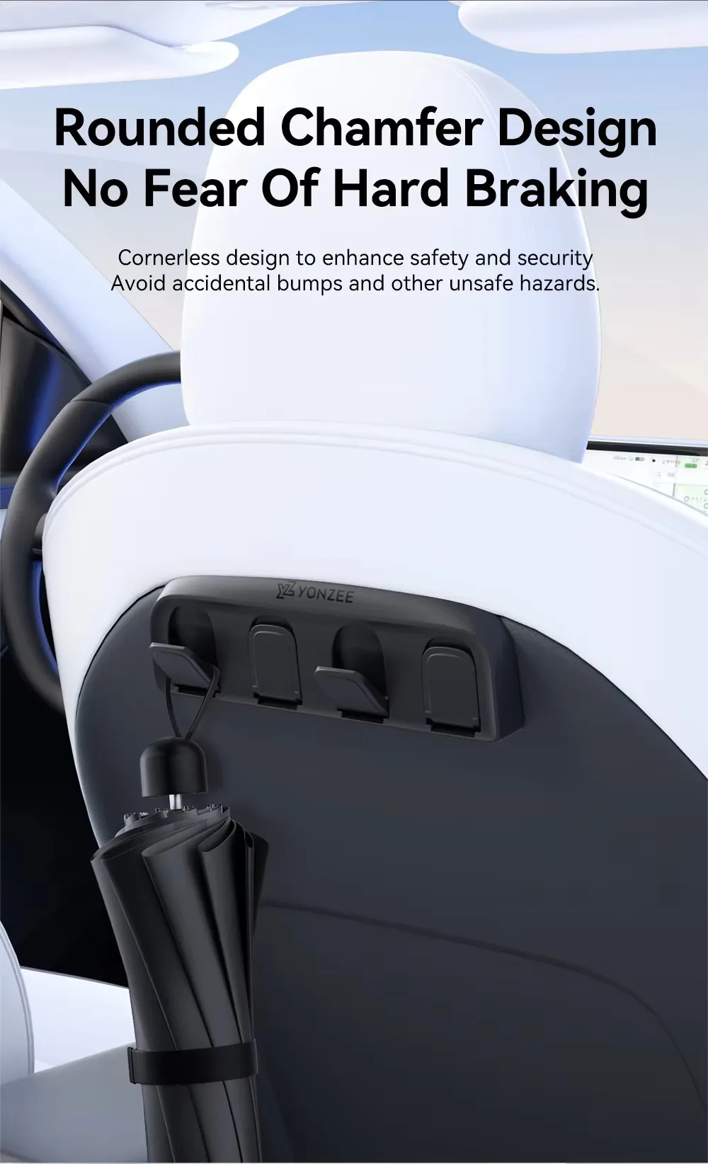 YZ für Tesla Model YL Y 3 Highland Juniper 2021-2026 Klappbarer Auto-Rücksitz-Aufbewahrungshaken Organizer ABS Automobilzubehör – Detail 8
