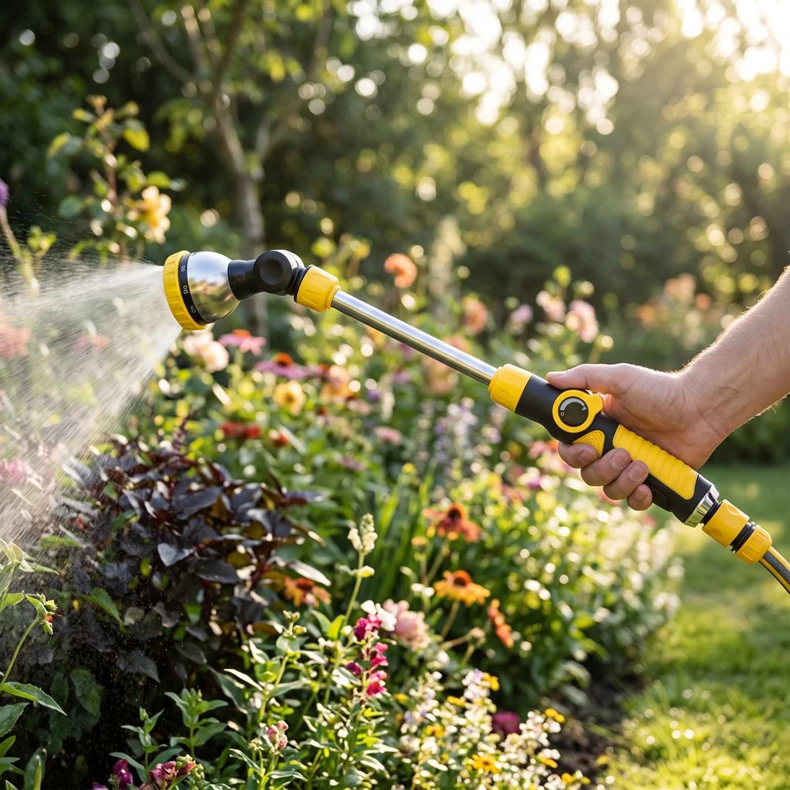 Watering Spray with Extension Rod Long-Handled Hose Nozzle with Extension Wand Sprayer Extended for Gardeners, Patio