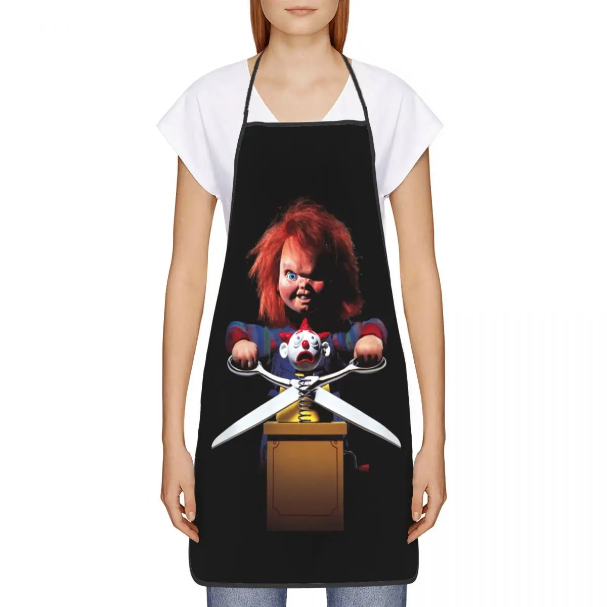 Horror Killer Chucky Apron for Women Men Unisex Bib Child's Play Movie Cooking Kitchen Tablier Cuisine Chef Painting