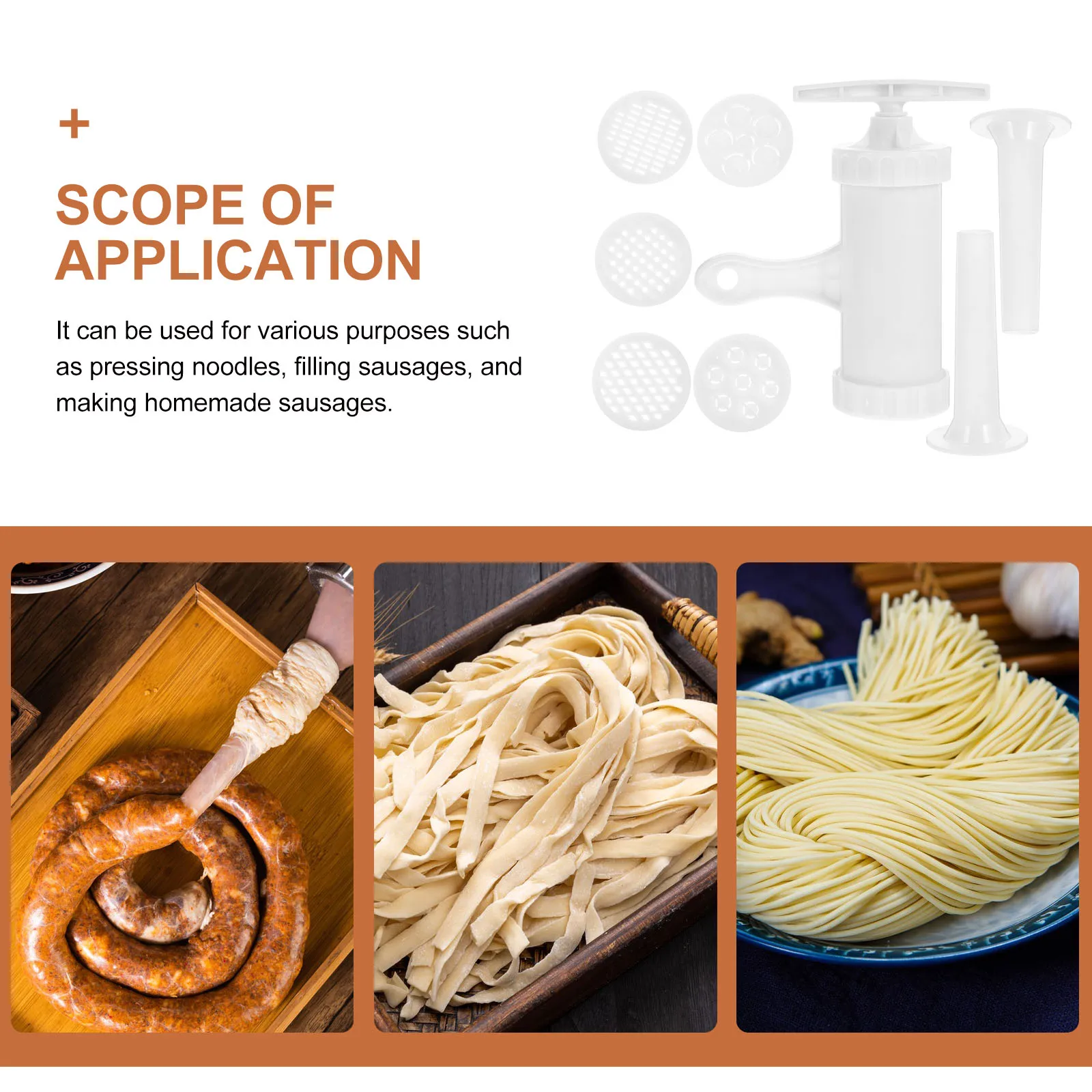 

1 комплект, пластиковый ручной пресс для лапши, насадка для колбасы, кухонный инструмент для домашней пасты, наполнитель для мяса своими руками, вертикальное изготовление лапши