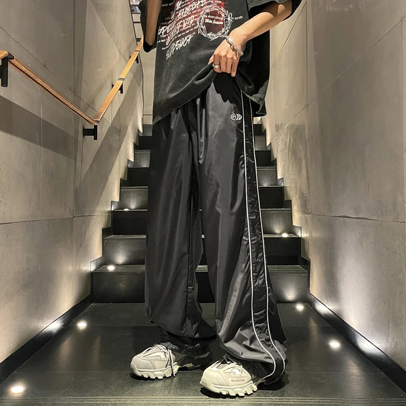 

Advanced Casual Style Men's Ice Silk Work Trousers Straight Leg Spring Summer New Loose Fit Fashionable Youthful Pure Color