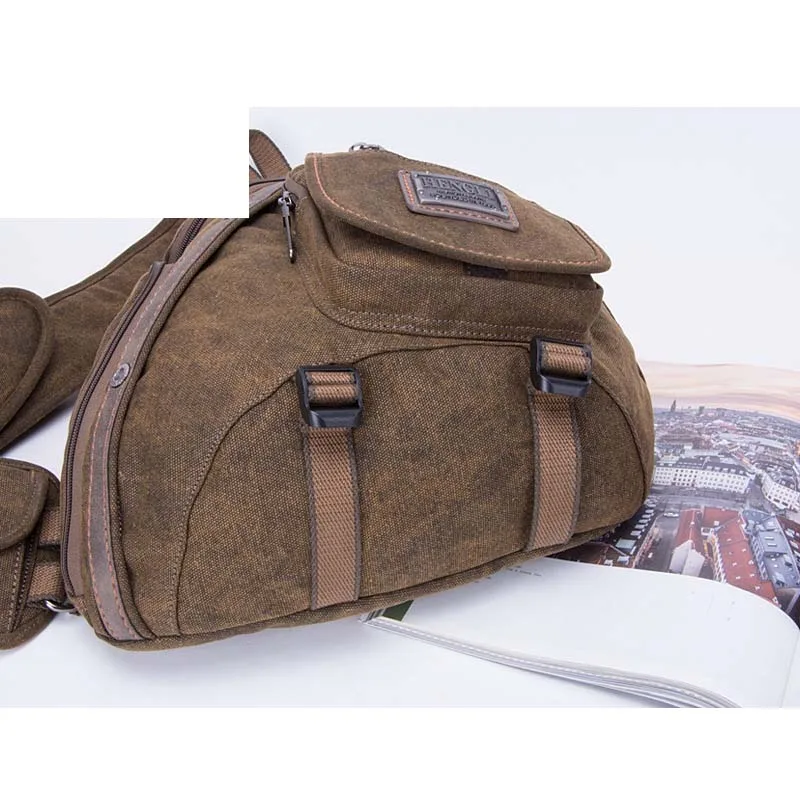 High Quality Canvas Men Messenger Chest Bag Cross body Rucksack Laptop Satchel Climb Back Pack Single Shoulder Bag