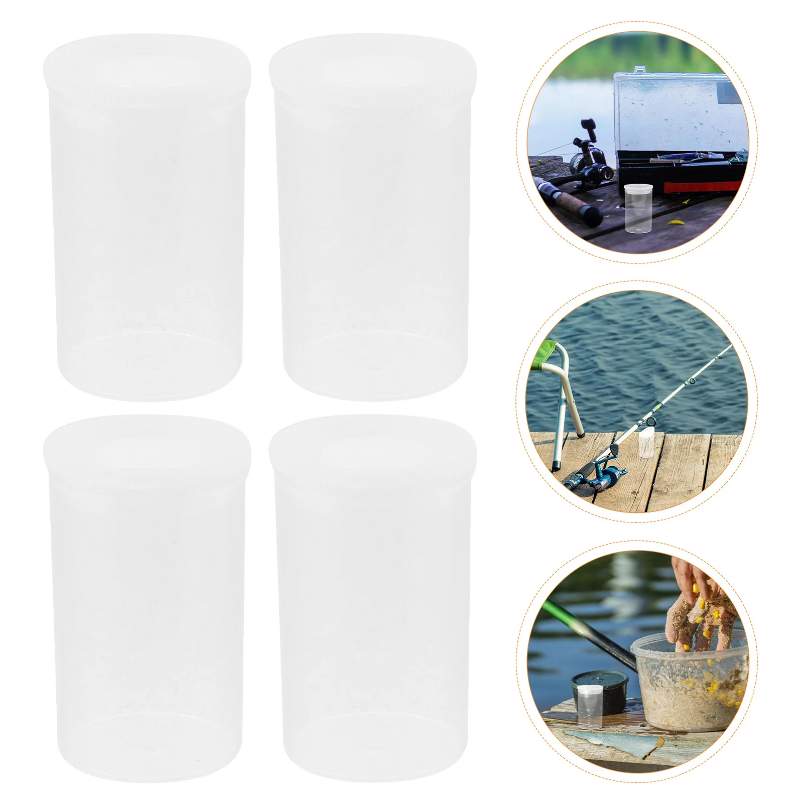 

50Pcs Transparent Plastic Round Reel Container Large Opening Fishing Bait Storage Organizer Small Lures Box Plastic Jars