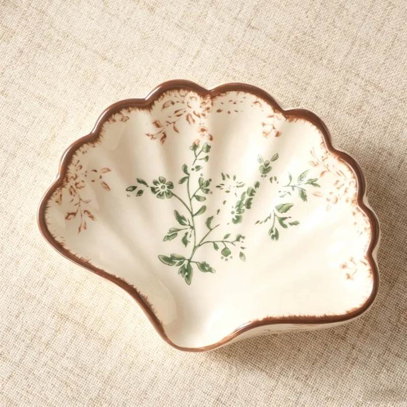 French Flower Glazed Shell Premium Drain Soap Box Household Bathroom Ceramic Soap Box Soap Dish