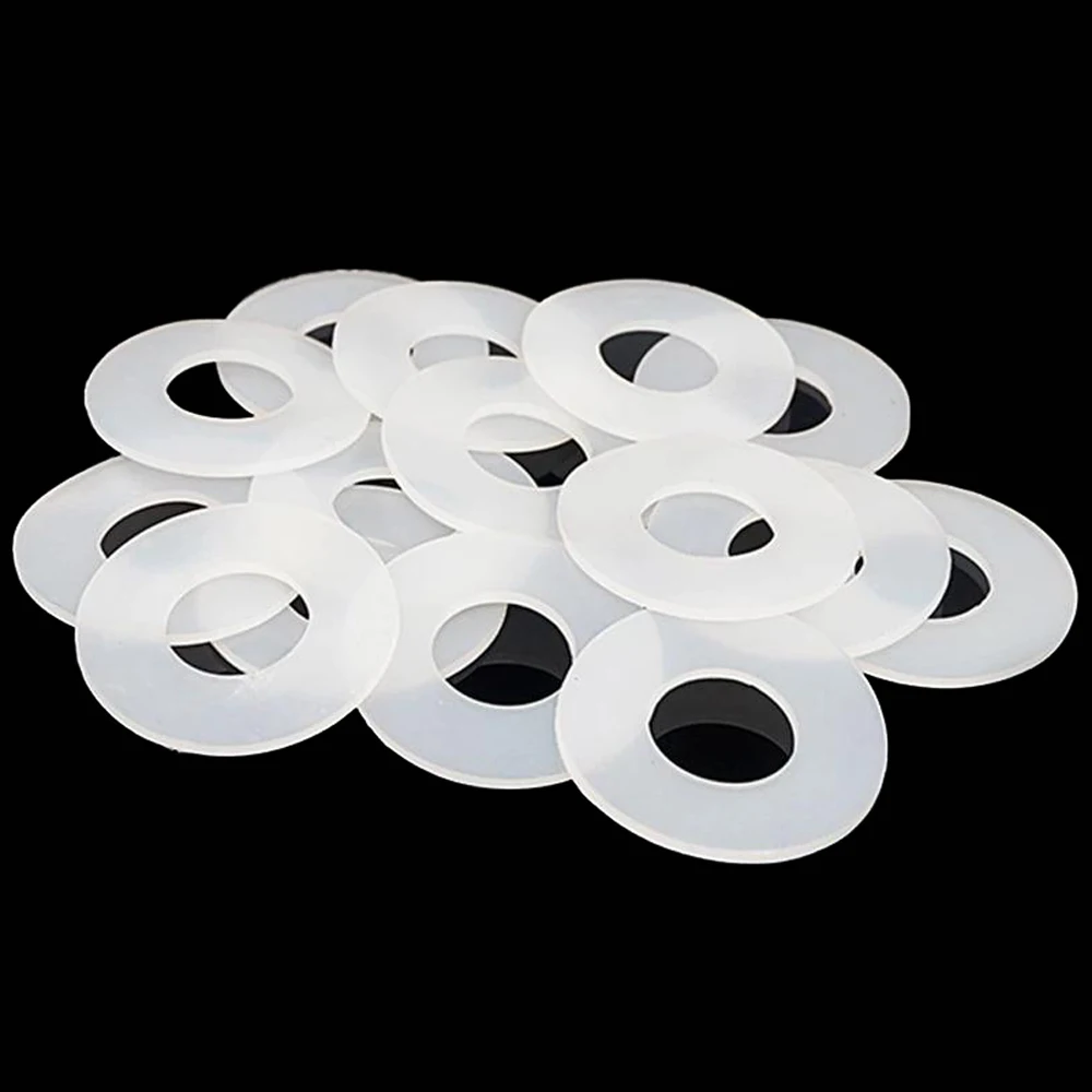 10pcs 2mm Thick Silicone Rubber Flat Gaskets Outer Dia 12mm-30mm White Food Grade Silicon O Rings Seal Washers Sealing Ring