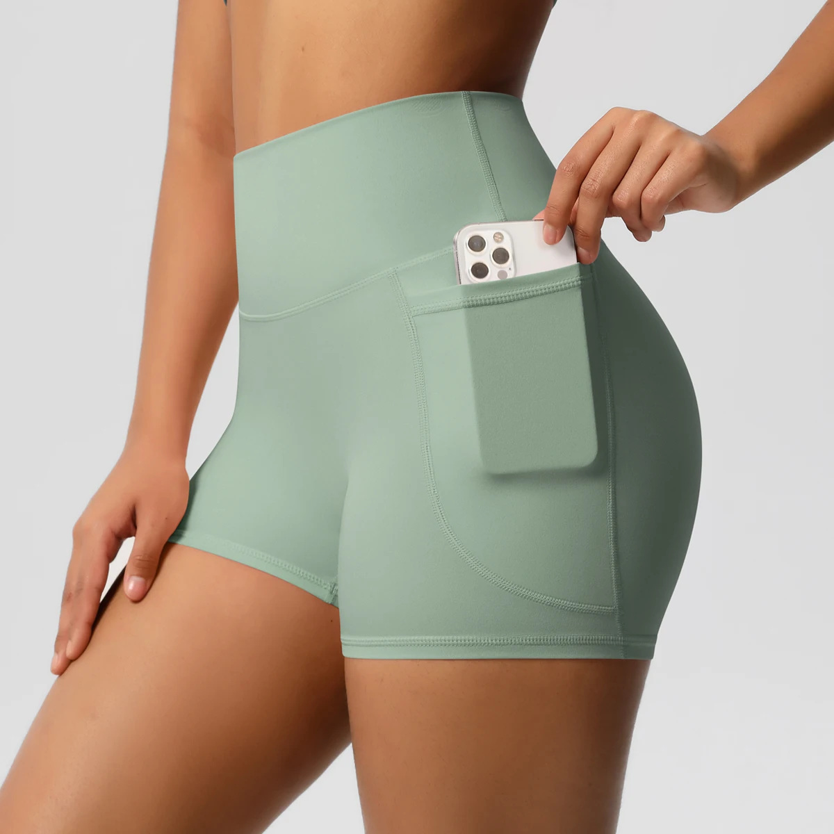 Damen-Sportshorts mit Taschen, Yoga-Leggings-Shorts, Squat-Proof, Hohe Taille, Fitness-Tights, Schnelltrocknend, für Radfahren, Workout und Gym – Detail 19