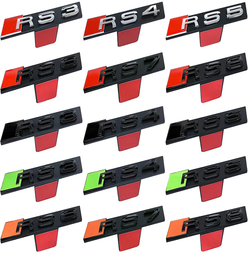 

for Audi RS series honeycomb grille car sticker RS3 RS4 RS5 RS6 RS7 RS8 front grille sticker modified black orange logo sticker