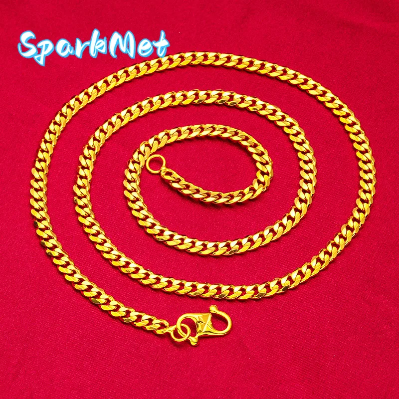 

Плоское колье Sparkmet24K Gold длиной 50 см | Чистое золото AU999, зеркальная полировка, элегантное и универсальное для повседневного ношения