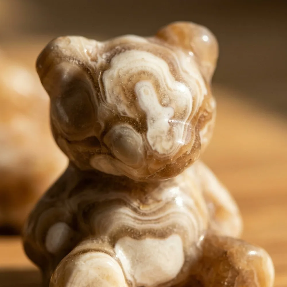 1pc Natural Chocolate Calcite Bear, Handcrafts Sculpture, Perfect for Meditation And Home Or Office Decor, Ideal Present for