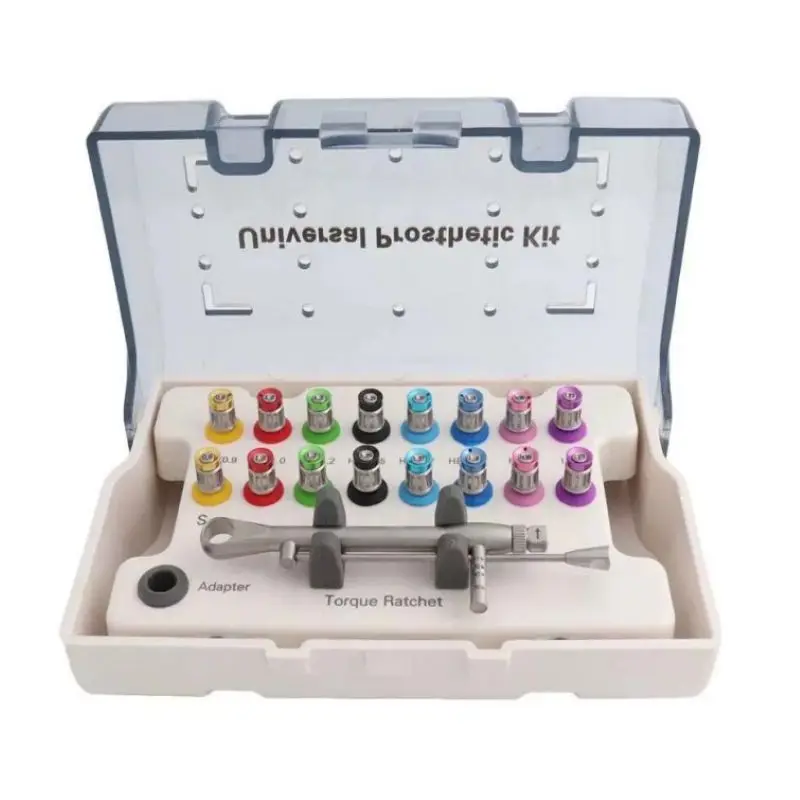 

Dental Universal Implant Kit with High Hardness Accurate Size 16 Screwdrivers 1 Universal Torque Wrench Universal Prosthetic Kit