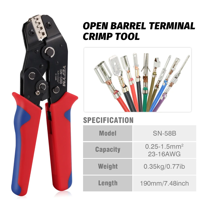 Crimping Tools SN-58B Pliers Interchangeable Jaw For XH2.54/DuPont2.54/2.8/4.8/6.3/ Non-Insulated/Ferrule Terminals Ratcheting