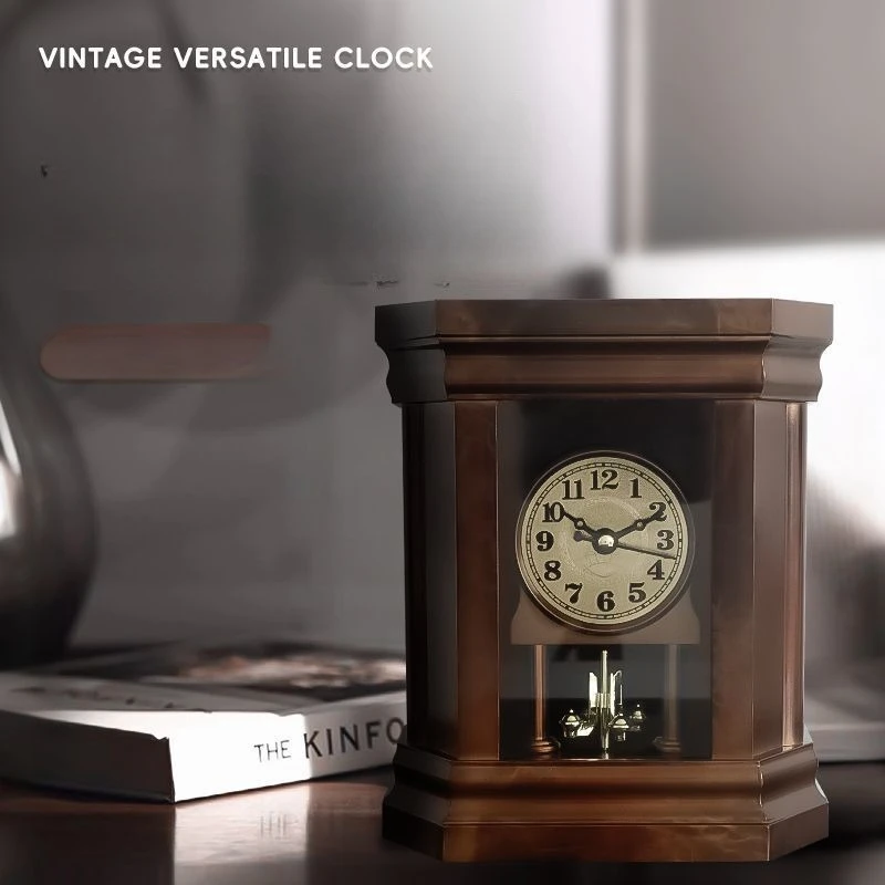 Vintage Table Clock - Antique Style Desk & Mantel Decor, Silent Quartz Movement, Classic Home Office & Living Room Accent Piece