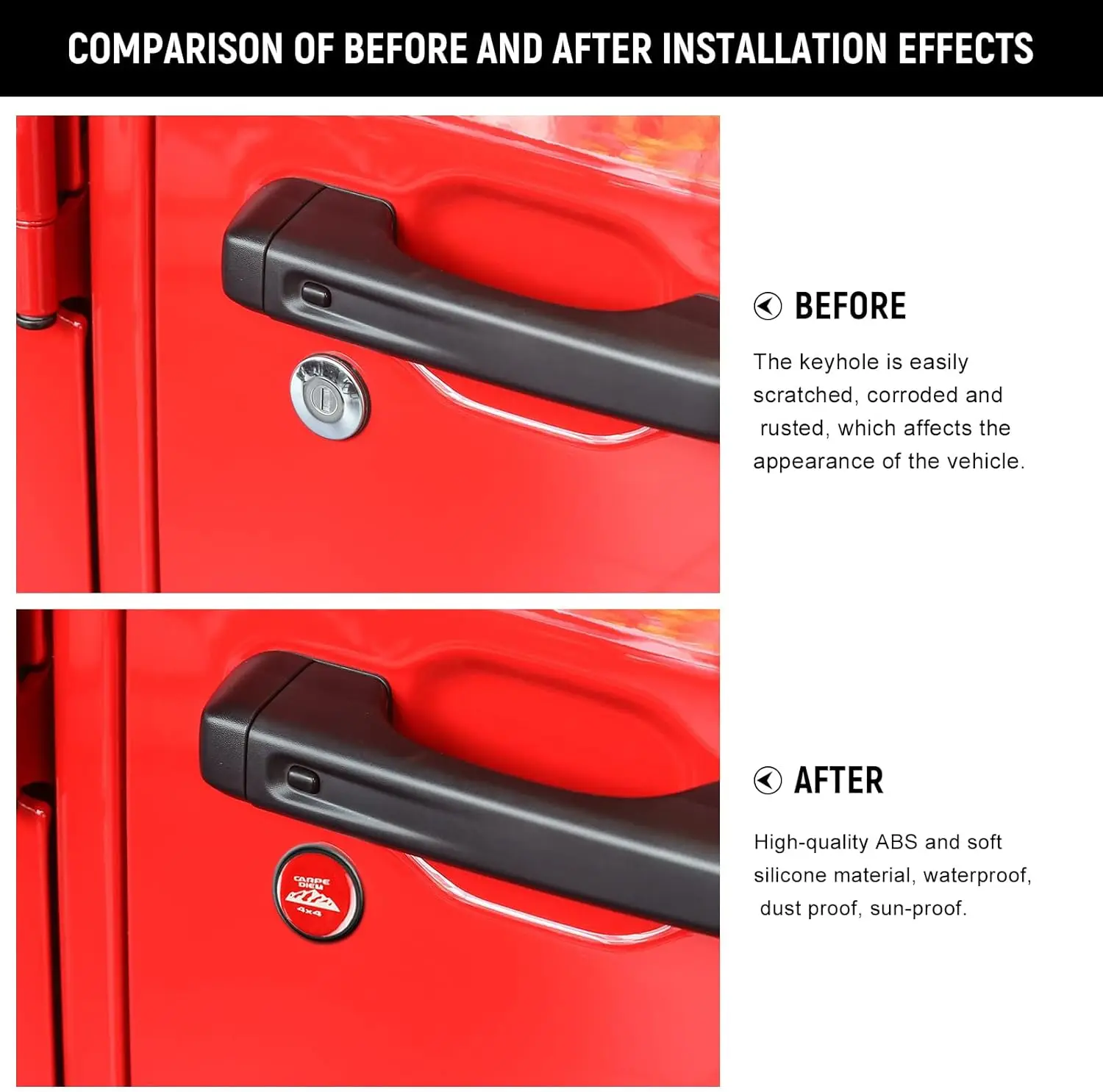 Чехлы на замочные скважины подходят для Jeep Wrangler JL Gladiator JT 2018-2025, аксессуары для безопасности дверей, дверной замок с магнитным отверстием