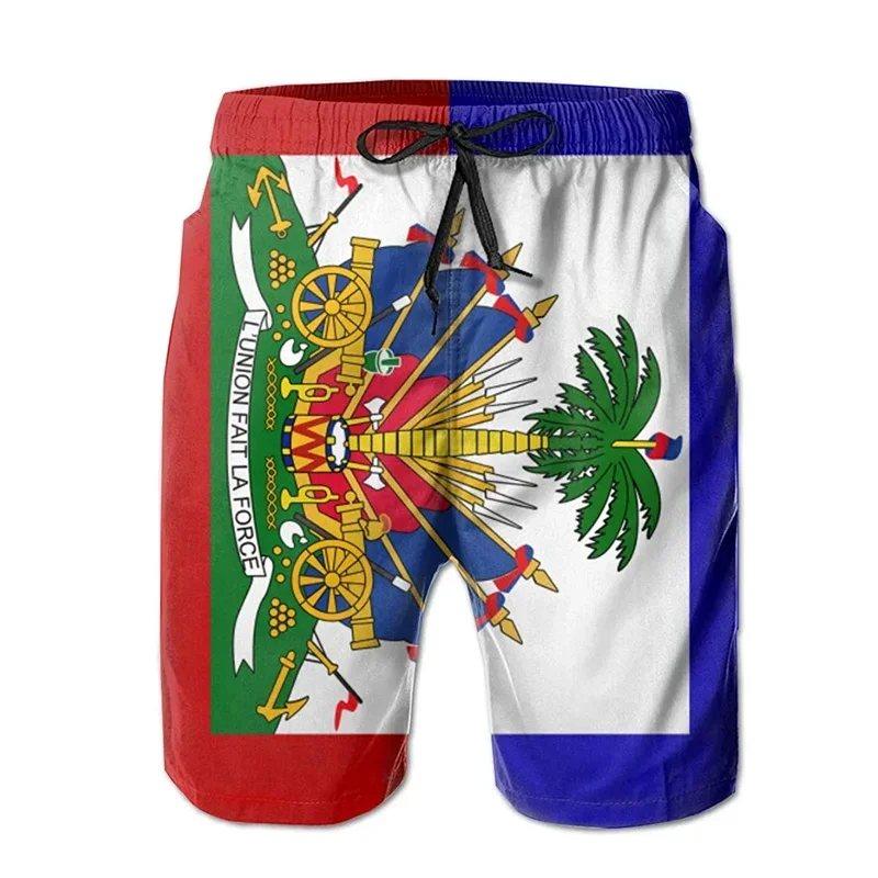 Haiti Flag Logo 3D Print Sport Quick-dry Breathable Men Women Kid Shorts Football Team Club Fan Parent-Child Clothes Summer Pant
