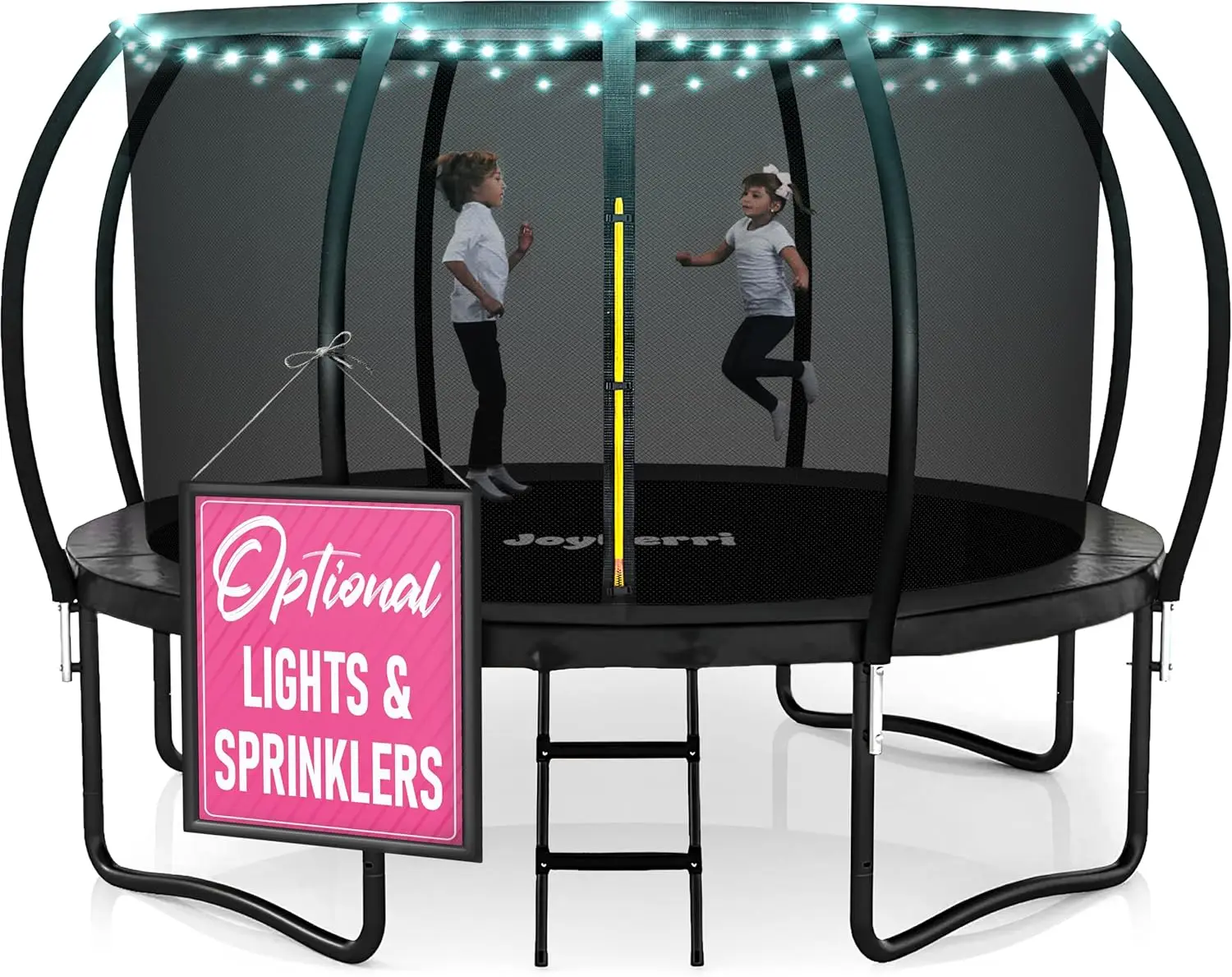 Kids and Adults - 8Ft 10Ft 12Ft 14FT Trampoline with Net - with Bonus Sprinkler and LED Lights/ASTM Certified/Extra Sturdy Recre