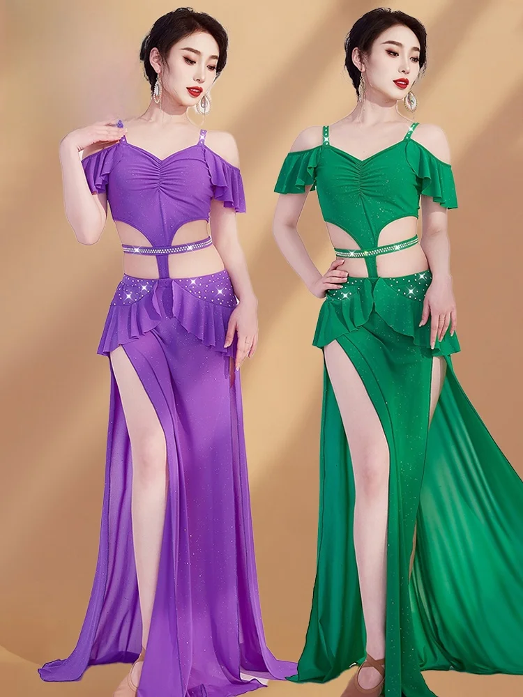 

New Sle Belly Dance Practice Suit Women's iny Sequin ter Long Skirt Dance Performance Costume by Medea Dance