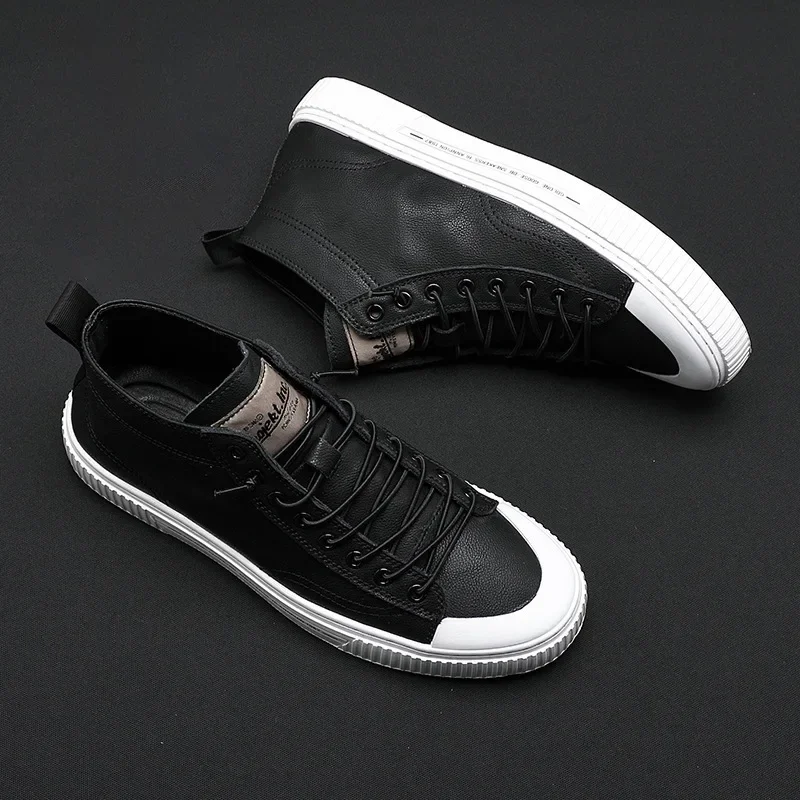 High Top Board Shoes for Men Spring New Fashion Trend Student Sports Shoes Casual Leather Shoe Mens Sneakers Shoes